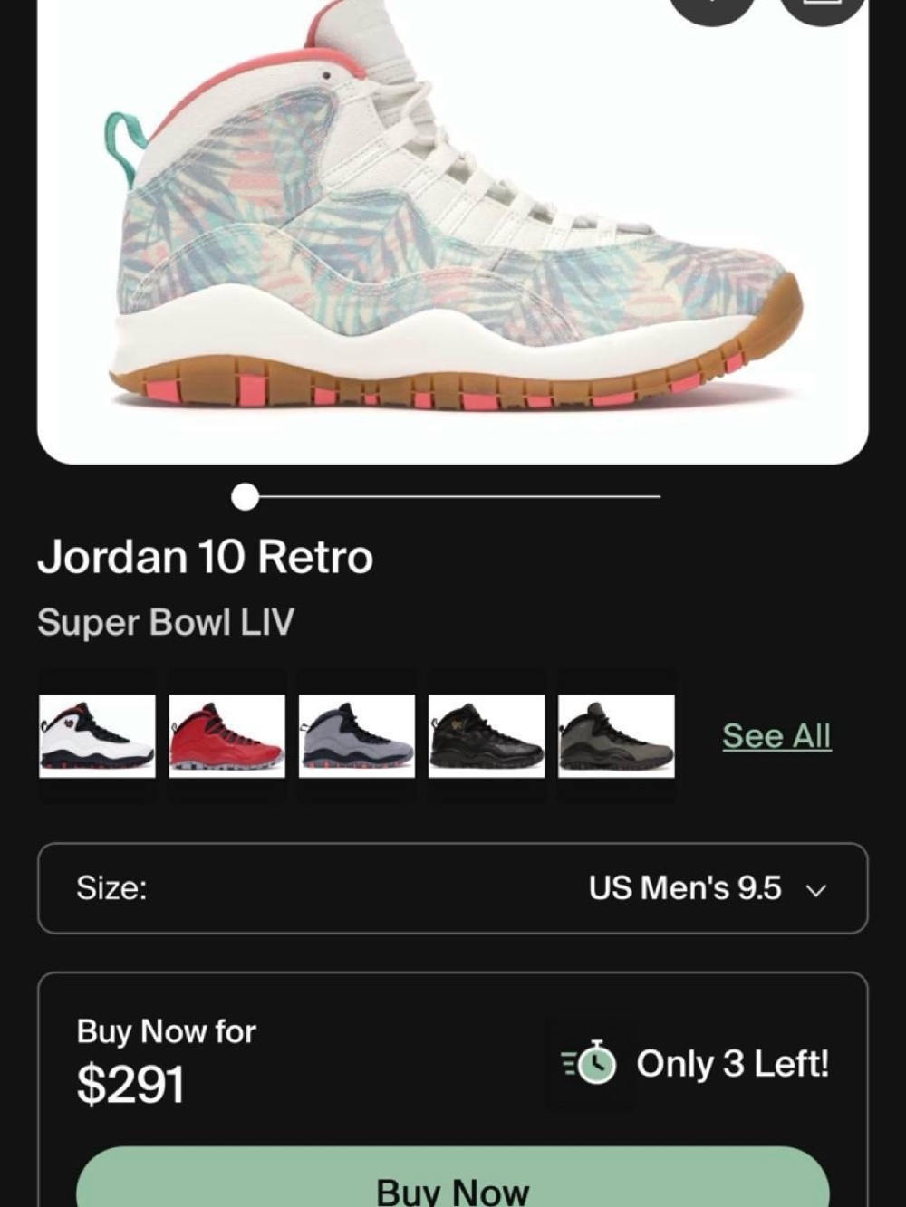 Jordan 10 Super bowl LIV sneakers size 9.5